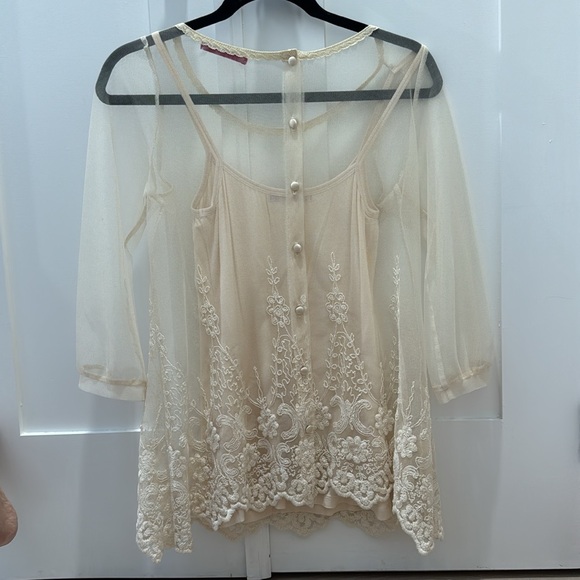 Velvet mesh blouse with camisole underneath - perfect condition. Never worn!! - Picture 3 of 4